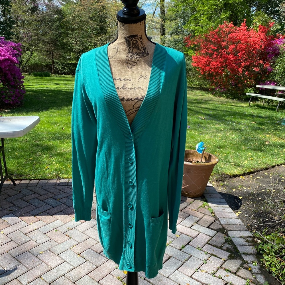 Studio M Long Green Cardigan Size S